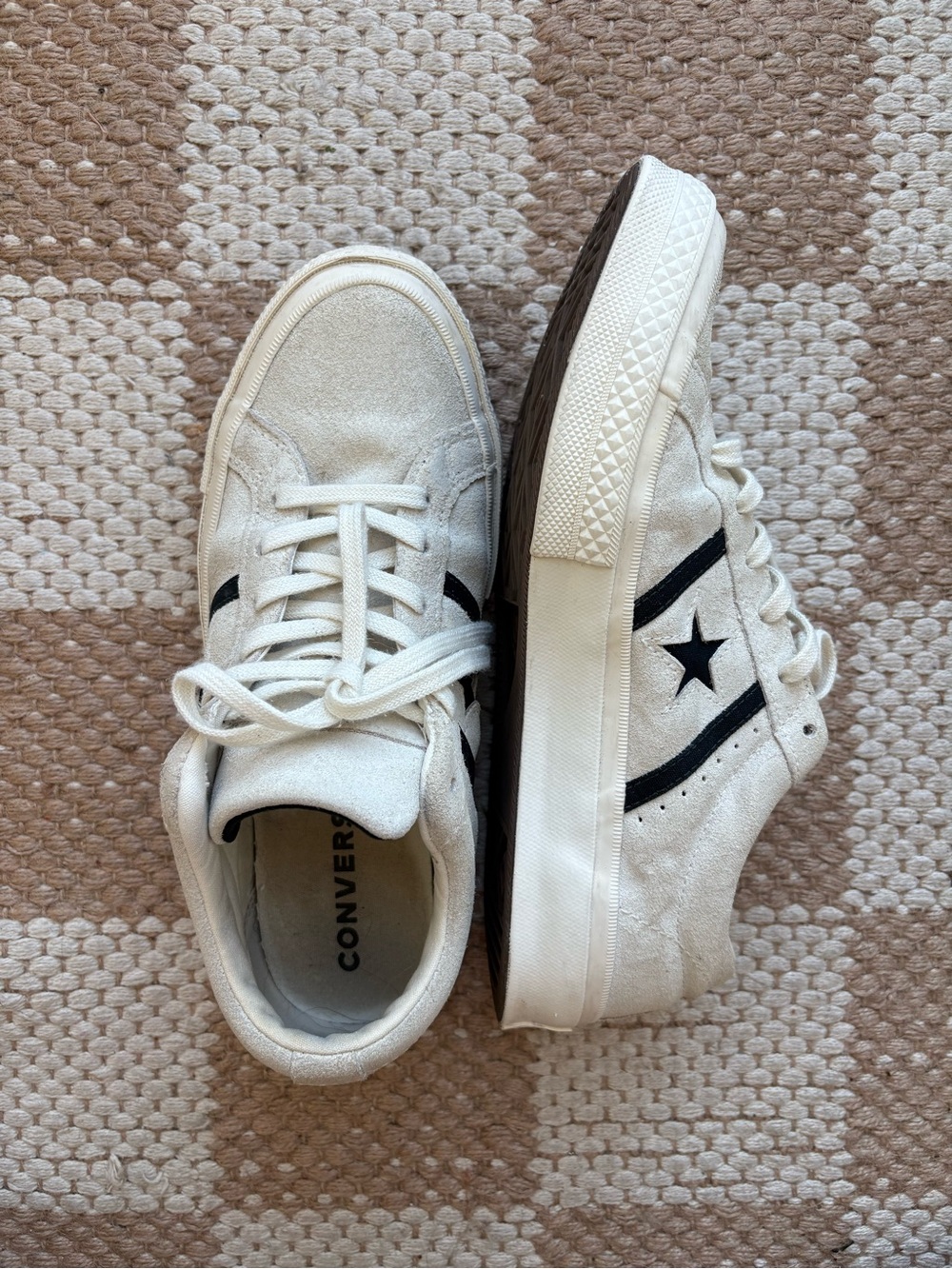 Converse Off-White Suede One Star Academy Pro Sneakers with Black Star